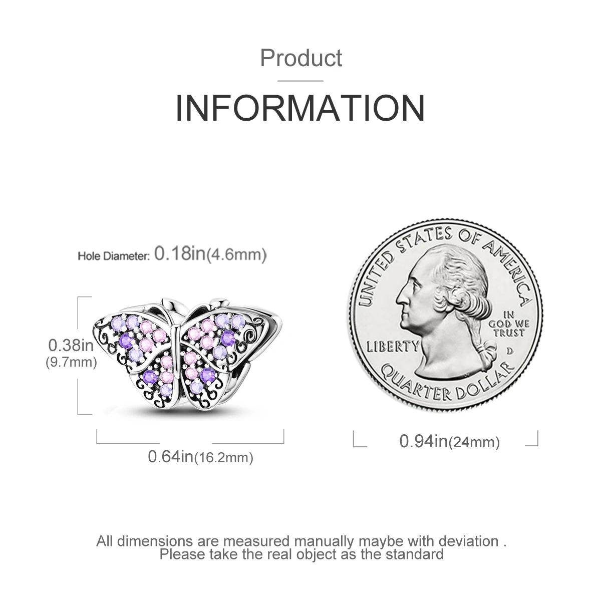Silver Plated Purple Charms Flower Butterfly Dangle Charm Beads Fit Original Bracelet Diy Pendants