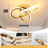 Plafonnier LED, 22 W 2500 LM, plafonnier LED moderne, plafonnier en aluminium doré pour chambre à coucher, salon, blanc chaud, 3000 K 2
