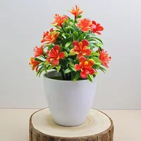 1pc Artificial Flowers Five Leaf Plum Small Potted Plants Tree
