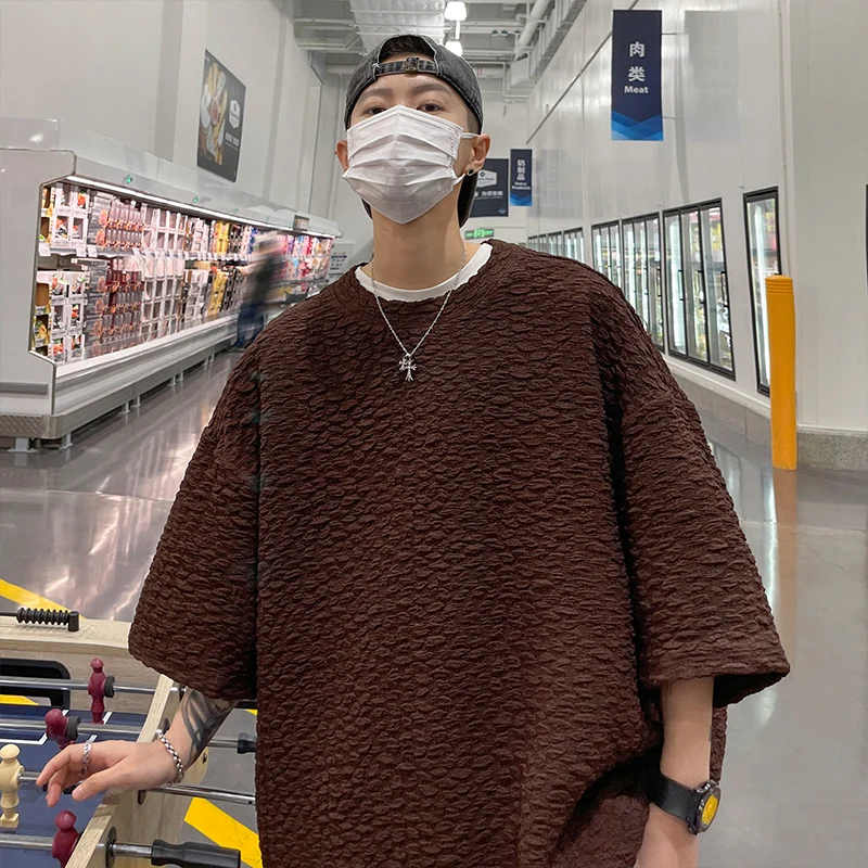 

Футболка мужская однотонная с круглым вырезом, модный Свободный пуловер, Повседневная рубашка с коротким рукавом, G12, лето 2023