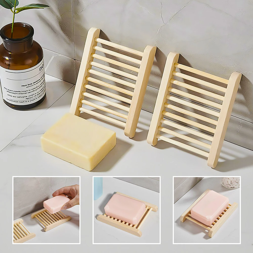 Eco-friendly Natural Bamboo Soap Dishes Bamboo Bath Soap Holder Case Tray Prevent Mildew Drain Soap Box Bathroom Washroom Tools 4