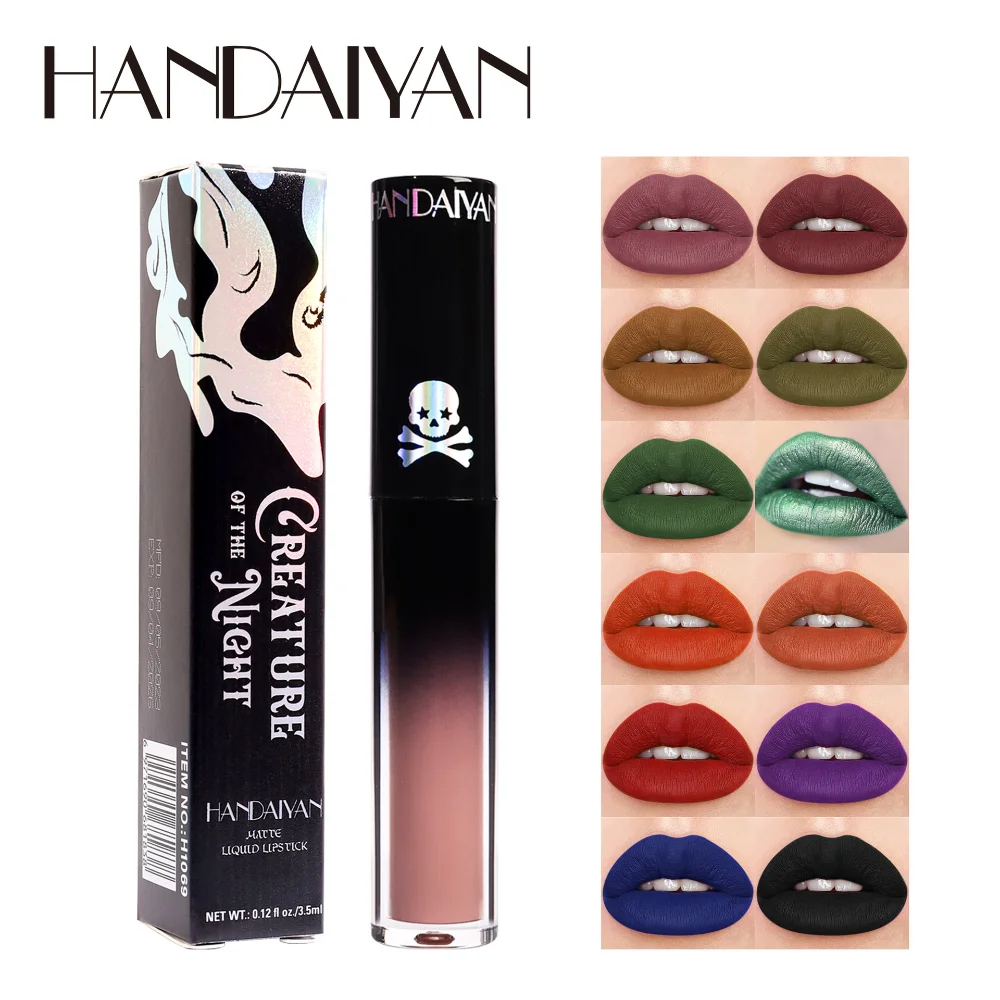 12 Colors Lip Gloss Long Lasting Moisturizing Matte Non-stick Cup High Pigmented Black White Purple Lipsticks For Cosplay Party lip gloss lip makeup