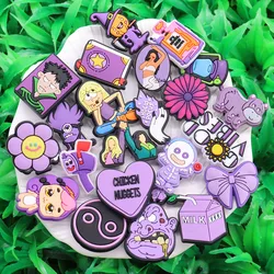 1-26Pcs Good Vibes Flowers Purple Series Garden Shoe Buckle Charms Woman Decorations For Adult Party Present