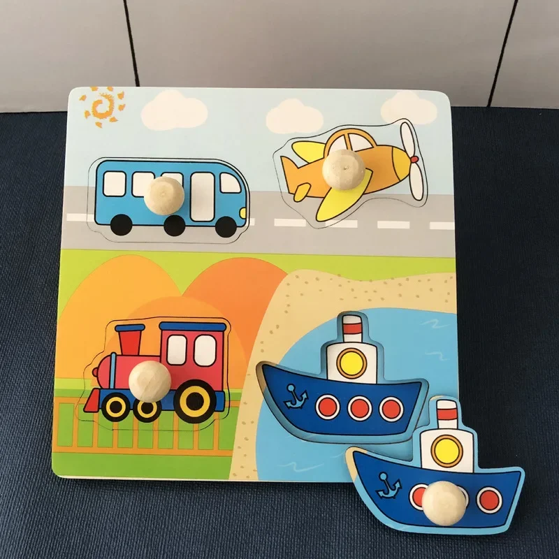 Wooden Jigsaw Puzzles Wooden Game Board Toys Wooden Puzzle Toys Jigsaw Puzzles Mini Jigsaw Puzzle Educational Puzzles Montessori Baby Wooden Toys 1 2 3 Years Children Hand Grab Board Puzzle Game Toddler Fine Motor Skills Educational Toys for Kids
