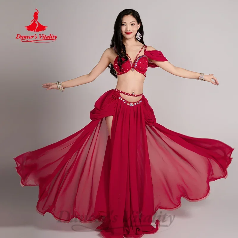 BellyDance Costume for Women's Senior AB Stones Bra+Chiffon Long
