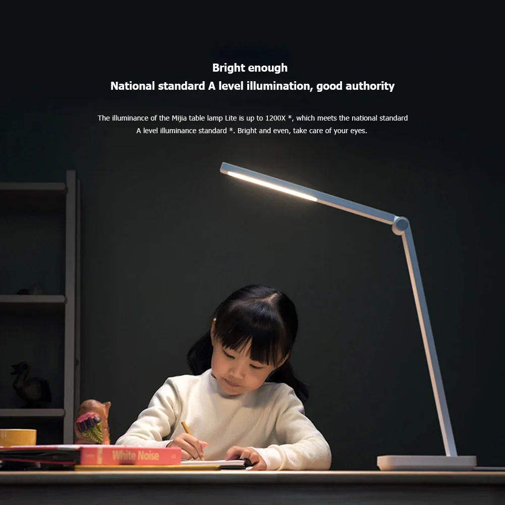 Xiaomi Mijia Table Lamp Lite Touch Switch No Strobe Eye Protection Dimmable LED Desk Reading Light US Plug Shiftable Light