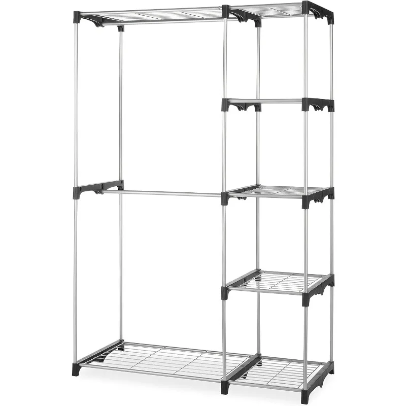 

Whitmor Double Rod Freestanding Closet Organizer, Silver