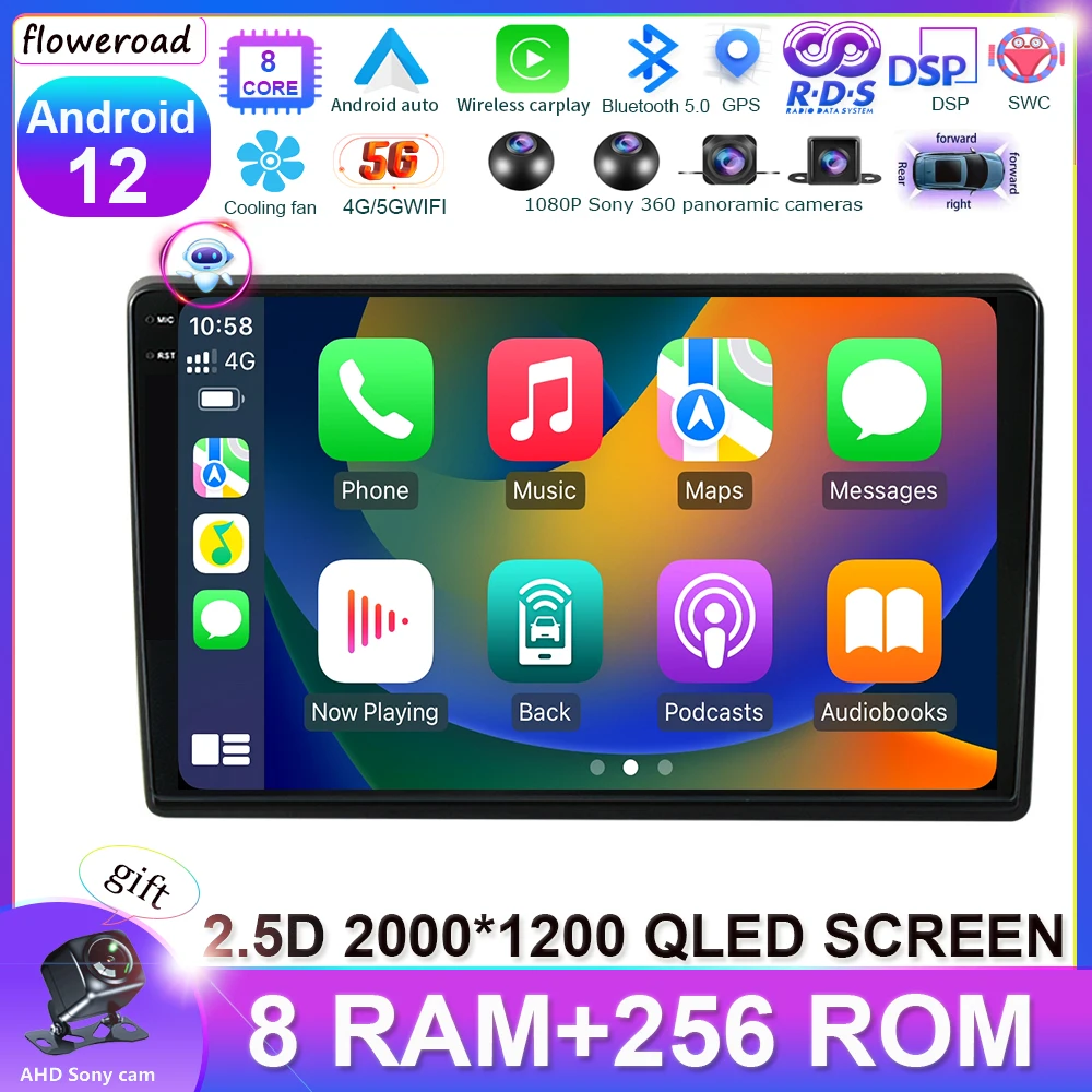

256G Android auto Android 12 for HYUNDAI I40 2011-2016 Car Radio Multimedia Navigation Wireless Carplay 2000*1200 QLED BT 5.0