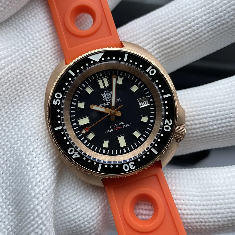 

Мужские часы Steeldive для дайвинга Мужские автоматические часы черепаха механические наручные часы 200 м водонепроницаемые светящиеся NH35 Sapphire SD1970S V2