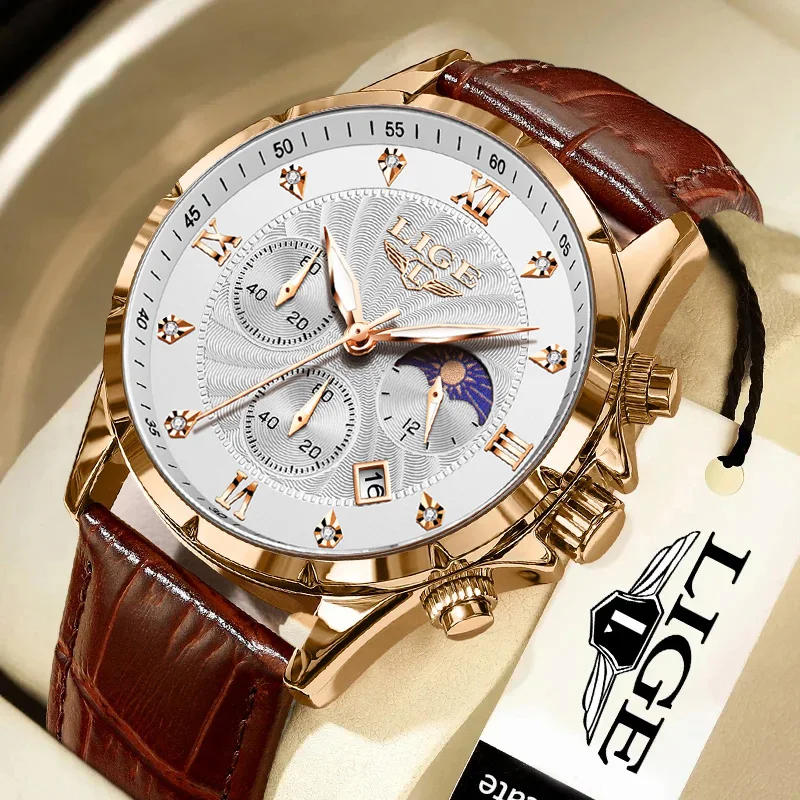 Orologi Da Polso,Orologio Al Quarzo Da Uomo Luminoso Con Cinturino In Acciaio Solido Con Doppio Calendario Impermeabile, Quadrante Nero Oro
