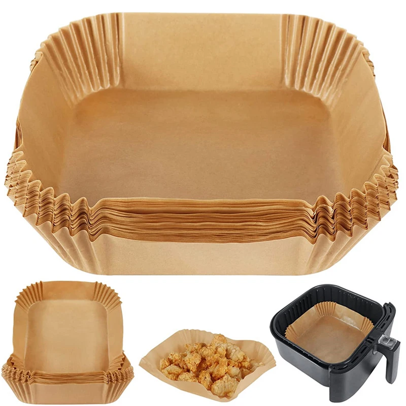 

20/50pcs Air Fryer Disposable Paper Parchment Wood Pulp Steamer Cheesecake Air Fryer Accessories Baking Paper For Air Fryer