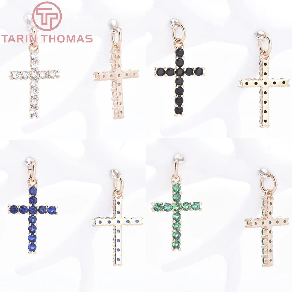 (9470) 4PCS 12x18,5MM 24K Gold Farbe Messing mit Zirkon Kreuz Charms Anhänger Hohe Qualität DIY schmuck Machen Erkenntnisse Großhandel
