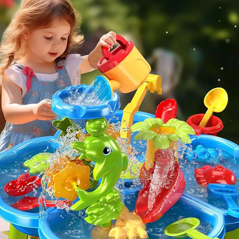 TEMI 4-in-1 Sand Water Table For 3-5-Year-Old Toddlers. 32PCS. Sensory Play. Outdoor Toys For Boys And Girls 4