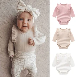 Body pour nouveau né fille, barboteuse à manches longues, en coton doux, solide, vêtements pour enfants, Costumes pour filles, printemps automne 