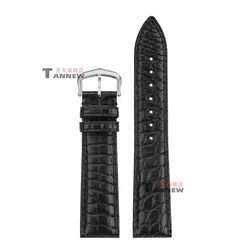 Premium Black Genuine Alligator Leather Watch Strap, 18mm 20mm Luxury Replacement Band - 18mm - Width (Black  steel)