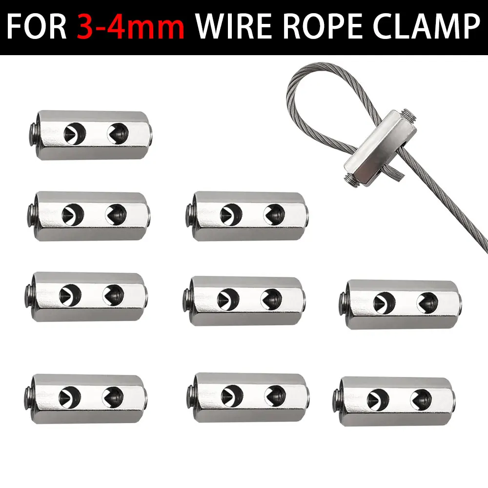 1-20 Stück für 4mm verstellbare Hoch leistungs befestigung, Stahldraht seil klemme, Kabel klemme, Metall klemme, Schlingen befestigung, Sechs kant schlüssel senden. – Detail 1