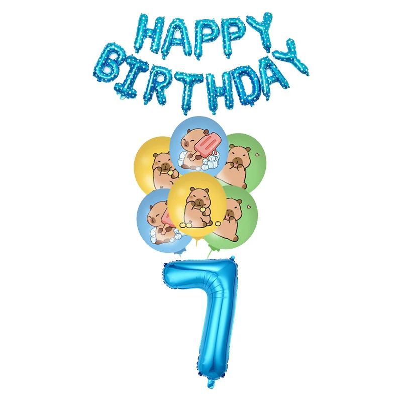 Capybara-Thema-Geburtstagsballons, Cartoon-Kawaii-Capybara-Form, Zahlenballon-Set, 1–12, für Kinder, 1–12 Jahre Geburtstag, Party-Dekoration – Detail 25