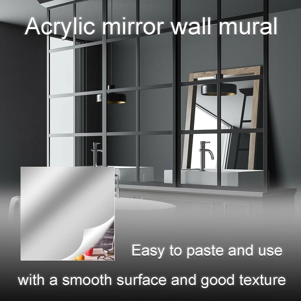 0.5x2M 3D Self-adhesives Mirror Stickers Flexible Thicken DIY Art Mirrors Acrylic Wall Decorations For Door Wardrobe Bathroom wall sticker,mirror wall sticker,acrylic wall sticker
