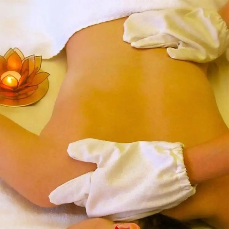 Garshana Raw Silk Massage Gloves Exfoliating and Lymphatic Drainage Gloves Self-Massage Tool RejuvenatingTreatment