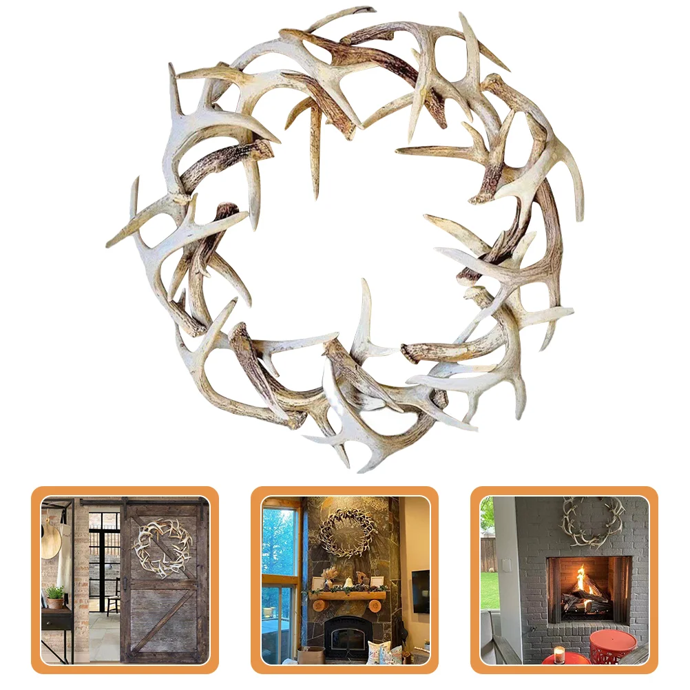 

Christmas Front Door Wreath Xmas Resin Antler Artificial Wreath Party Favor Wall Holiday Home Hotel Shop Christmas Decoration