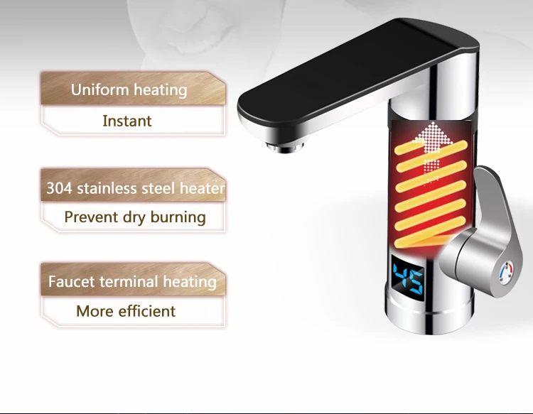 Description Picture 4 of item3000W Instant Electric Faucet Heater Tap Display Temperature Tankless Water Heater for Kitchen and Bathroom EU/UK/AU Plug 220V