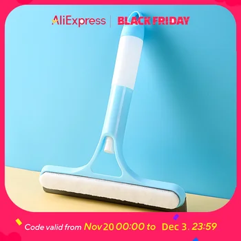 3-in-1 Window Cleaning Tool - Handheld Sprayer, Squeegee & Scrubber for Glass, Mirrors, Showers, No-Drip Design (Blue, 10-inch) 1