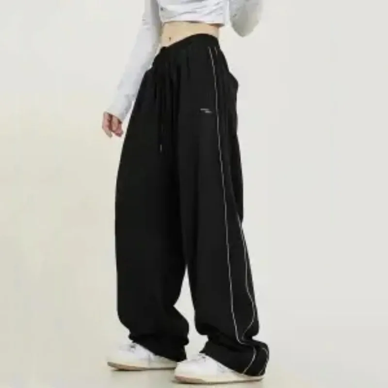 Navy Blue Harajuku Woman Oversize Sweatpants Spring Summer Elastic Waist Pocket Streetwear Fashion Joggers Sport Casual Trousers
