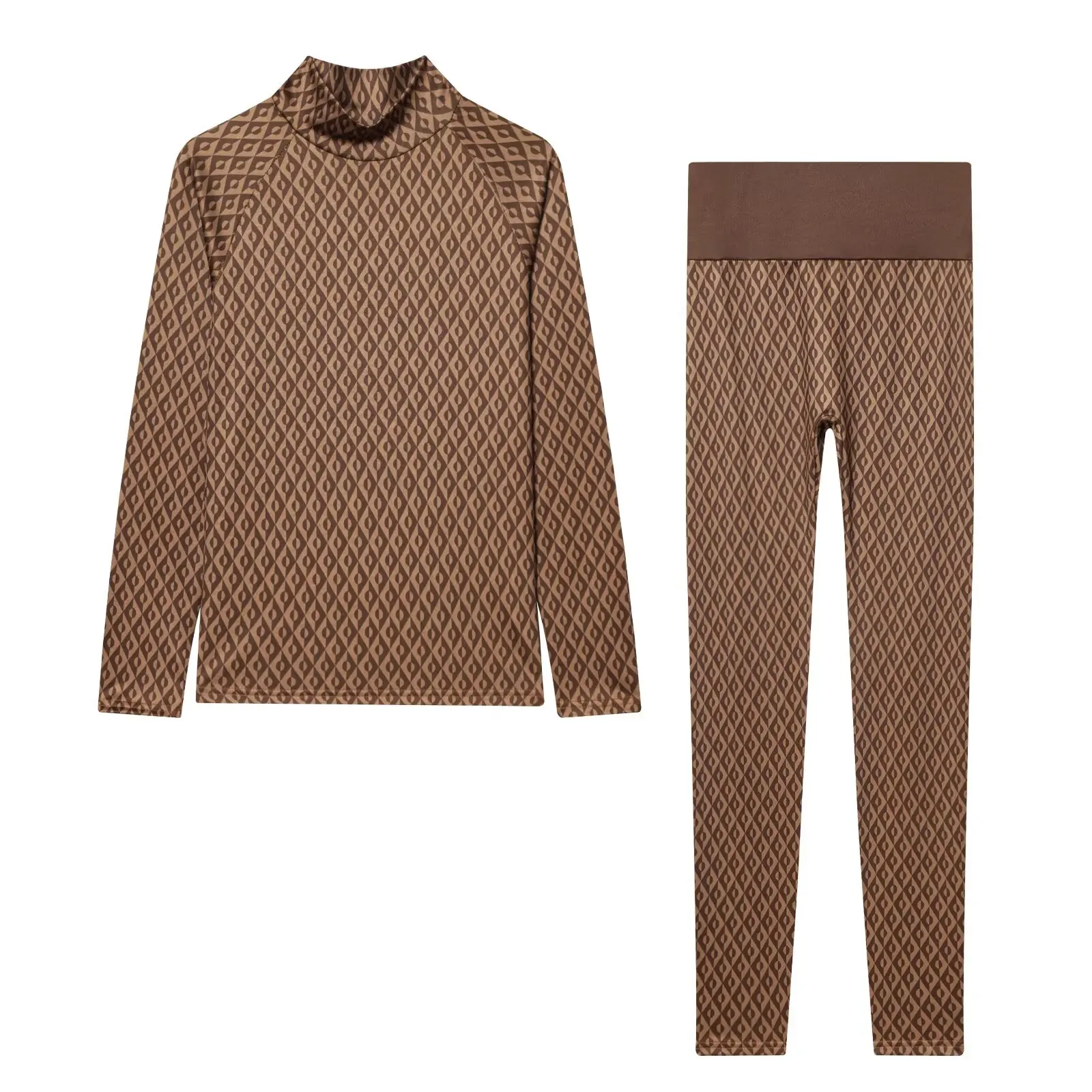 Ski Series Printed Pants Two Piece Sets Women Long Sleeve T-shirt Top + Trousesr 2026 New Slim Woman Outfit