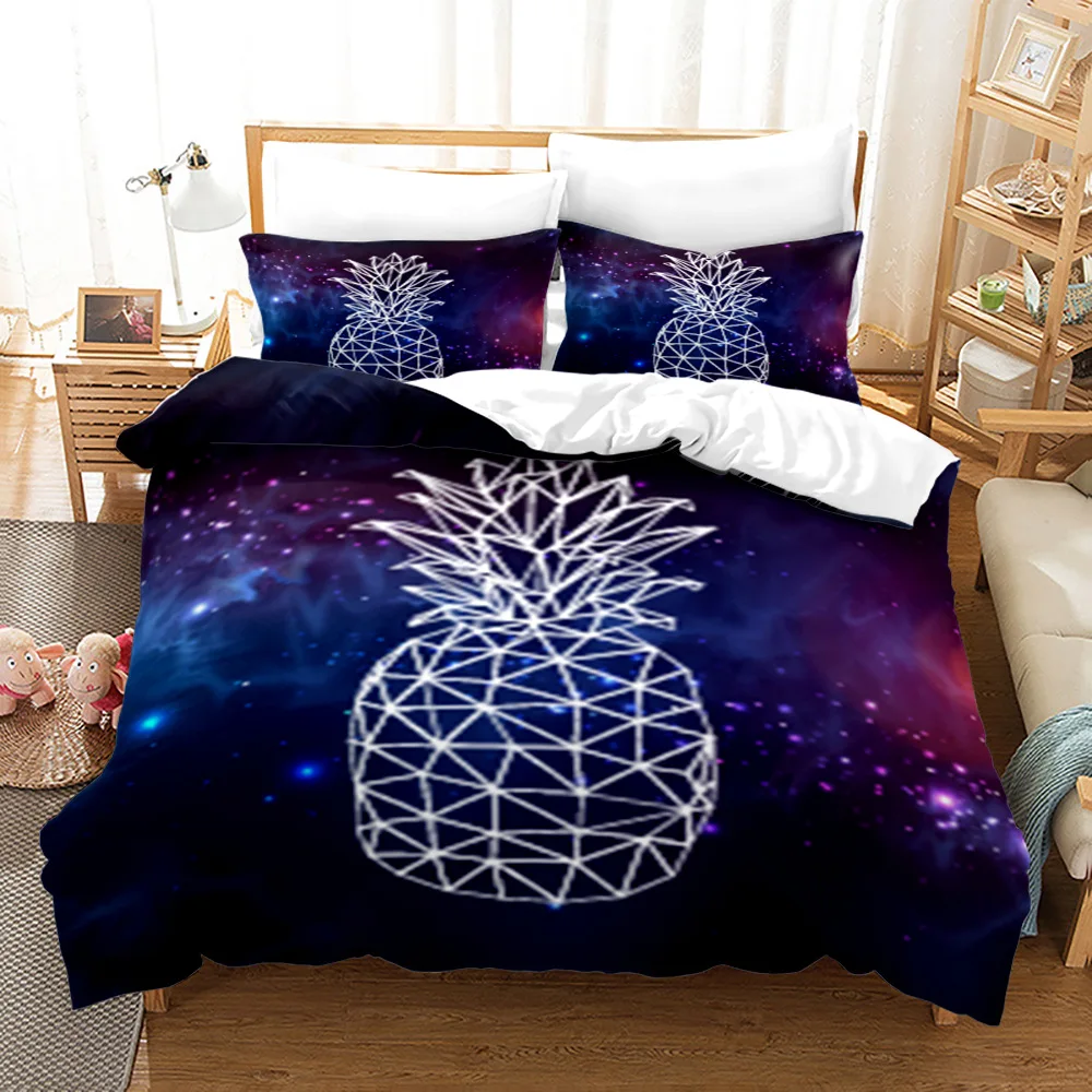 Pineapple Quilt Cover Queen Size Kid Colorful Pineapple Duvet Cover for Girl Teen Adult Bedding Set Fruit Themed Comforter Cover 