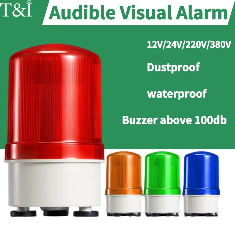Audible Visual Alarm Dustproof and Waterproof Buzzer Above 100db LTE-1101J Rotating Alarm Light Flashing Signal 1200tvl hd 7 inch color waterproof visual underwater camera well fish finder 15m cable white light adjustable size wf13plus