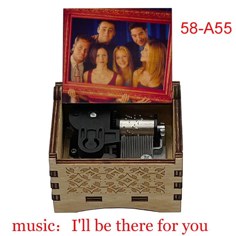 Sitcom Friends Wooden Music Box DIY Musical I Will Be There for You Mechanical Friendship Souvenir Christmas Party New Year Gift 4