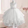 Little Girls Lace Embroidered Flower Girl Dress Birthday Party Pageant Hi-Lo Gown AT122 3