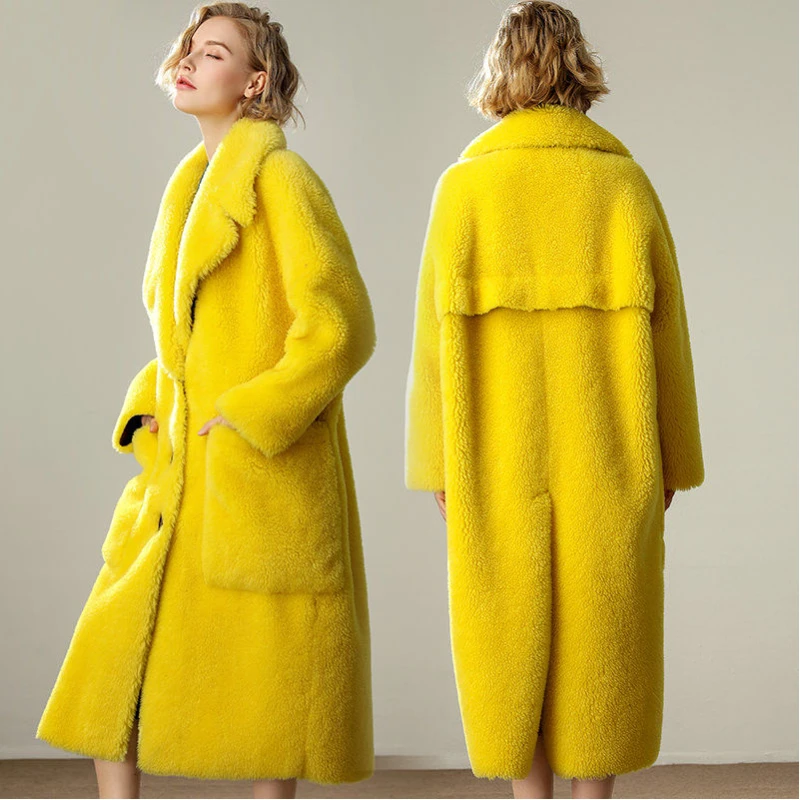

Fashion Faux Fur Coats Women Femlae Winter Turn-down Collar Classic Outwear Solid Color Warm Thick Lambswool Jacket G160