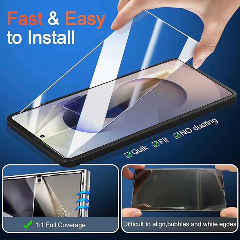 5PCS Full Cover Tempered Glass Screen Protector with Fingerprint Unlock