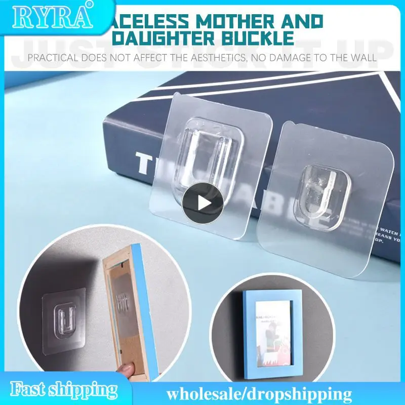 

Reusable Hook Sticker Punch-Free And Non-Marking Snap Hook Wall Adhesive Picture Hook Invisible Traceless Wire Holder Hook Kit