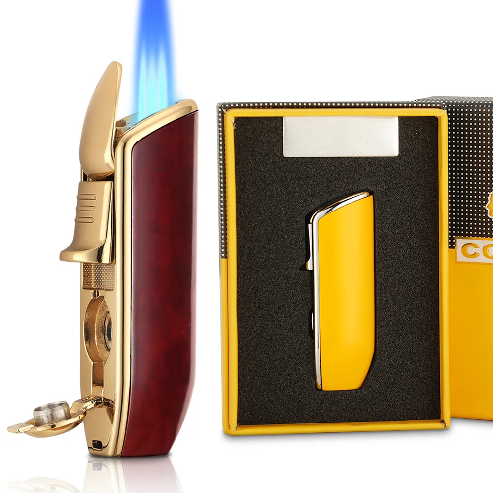 Metal Cigar Torch Lighter Windproof Pocket Jet Cigarette Lighters Refillable Butane Gas Cigar