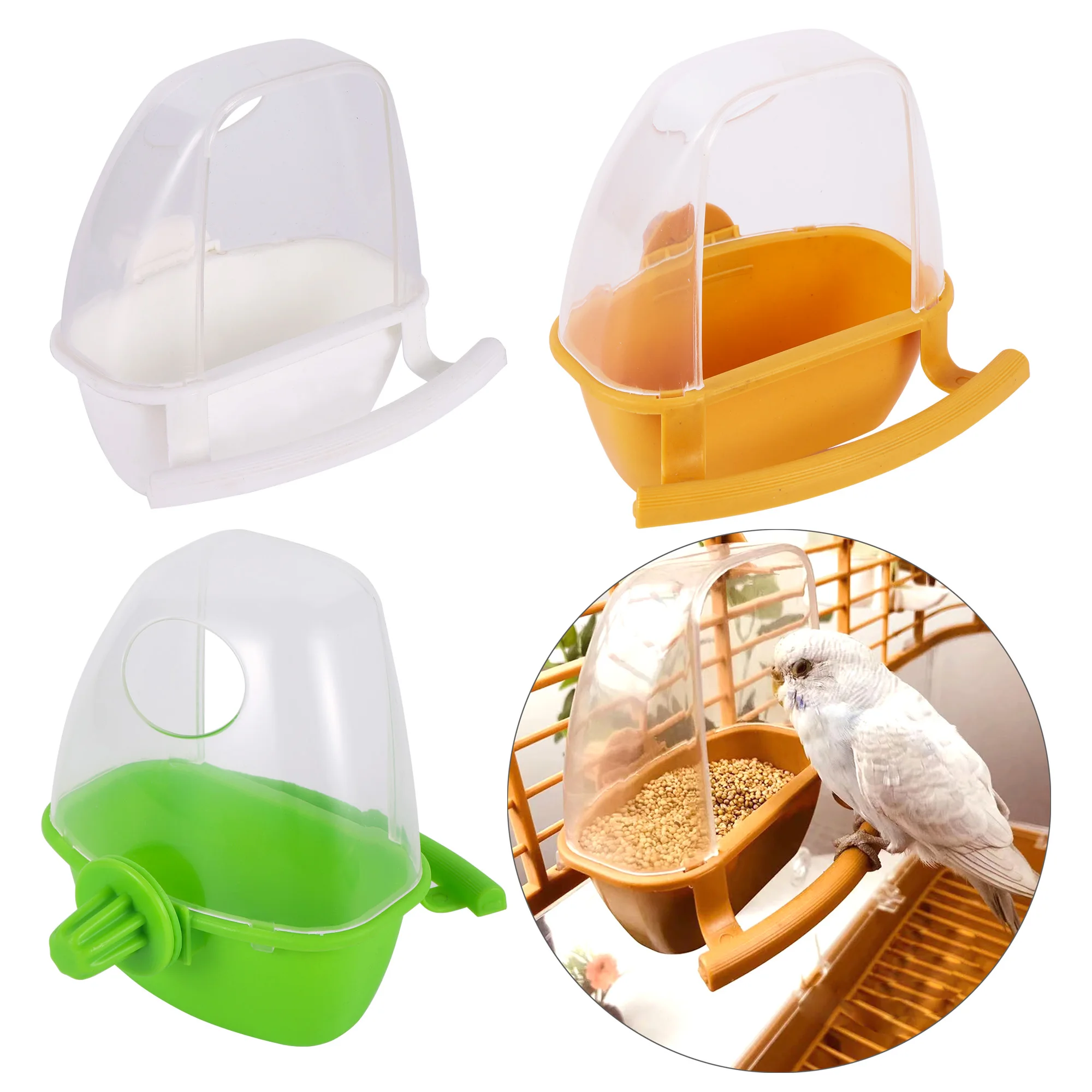 Mangeoire Oiseaux Cage Plastique 2Pcs Abreuvoir Oiseaux Cage avec CuillèRe  à Manger pour Oiseaux pour Perroquet Pinsons Canaris