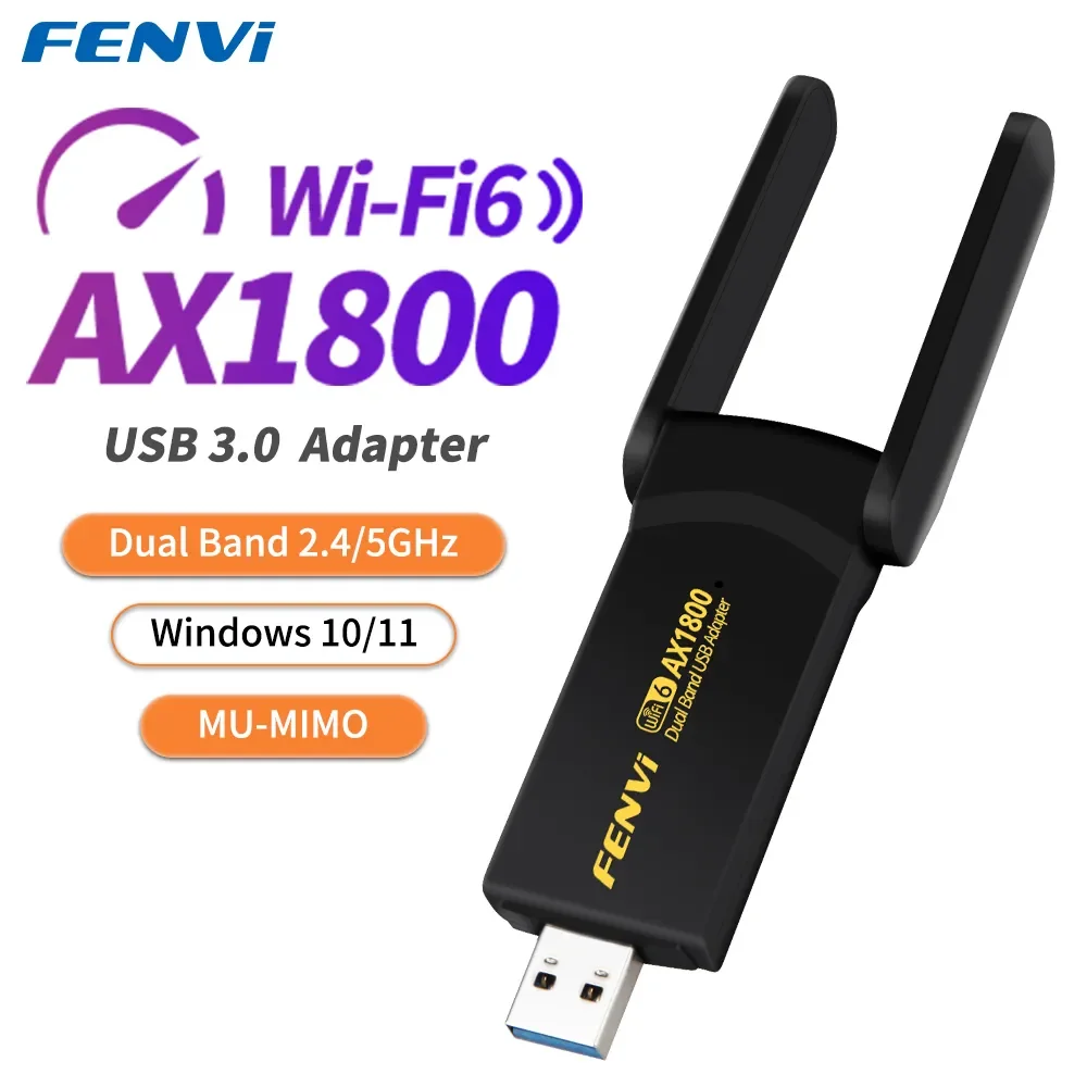 Fenvi-dongle Usb com Dual Band Wi-fi Ax1800 Adaptador Usb 3.0 2.4g 5ghz Placa de Rede sem Fio Antena para pc Laptop