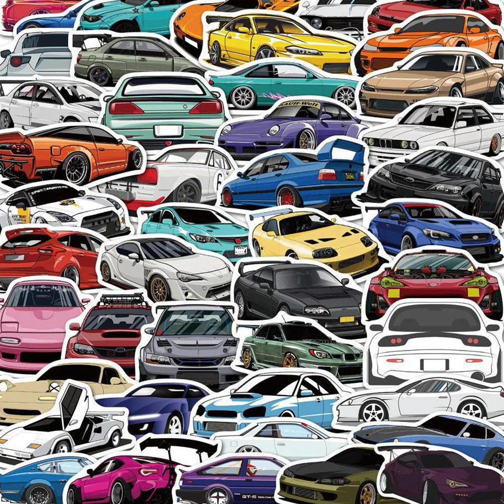 10/30/50/100pcs JDM Retrofit Racing Car Graffiti Stickers Cartoon Decals DIY Laptop Skateboard Helmet PVC Cool Stickers Kid Toys