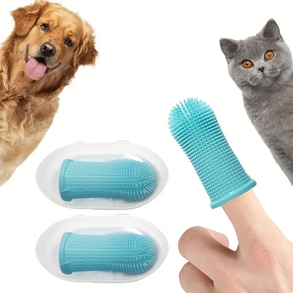 Dog Toothbrush 2Pcs Dog Toothbrush Nontoxic Silicone Dog Finger Toothbrush with Storage Case Cat Puppy for Teeth Cleaning dog toothbrush