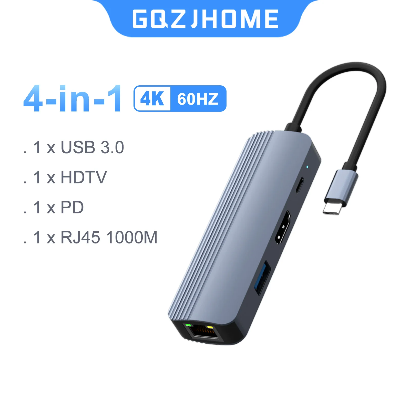 Hub USB-C 8-en-1 En Aluminium Avec Excellente Dissipation Thermique