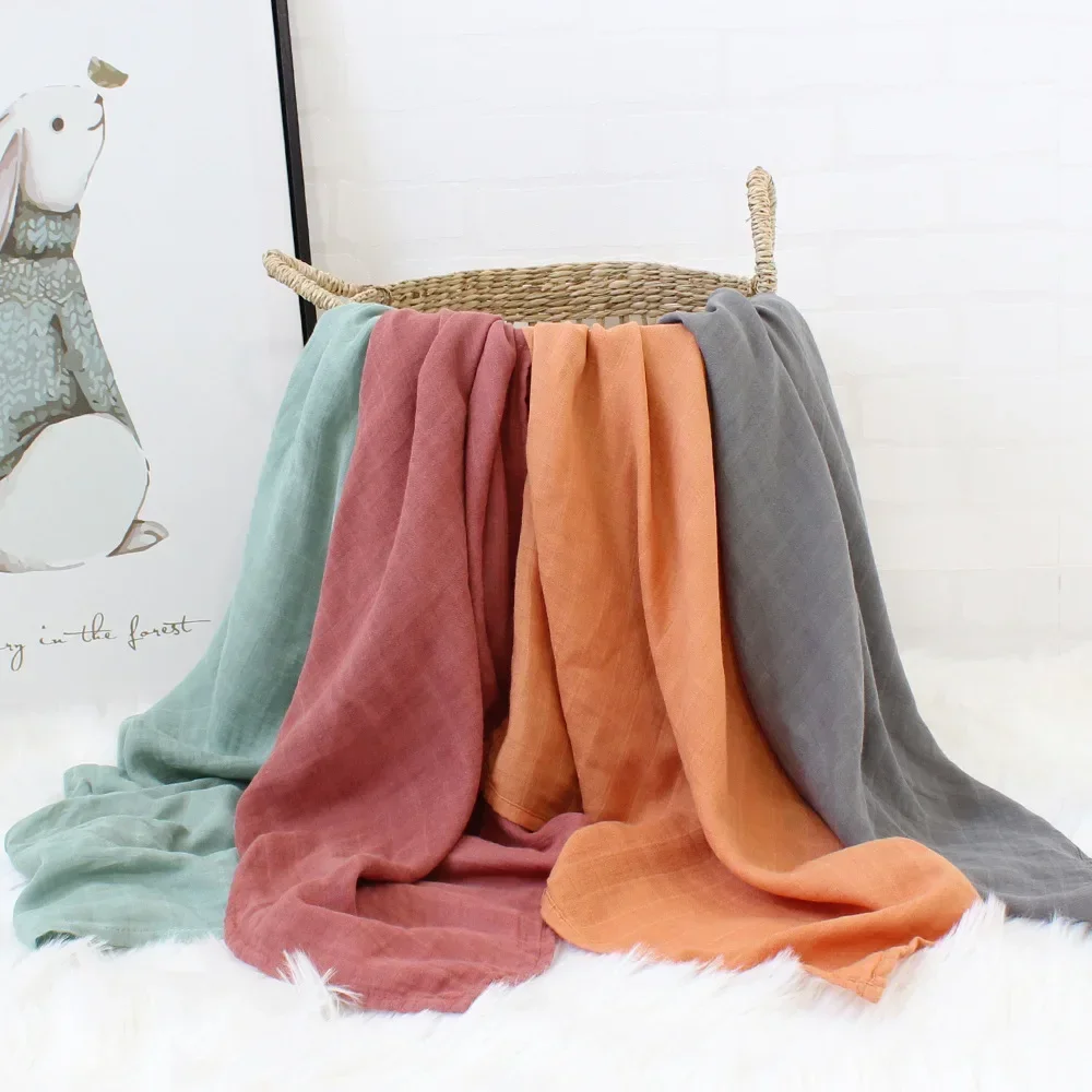 60x60cm Muslin Squares Baby Swaddle Blanket Baby Bib Scarf Handkerchief Burp Cloth Set 4