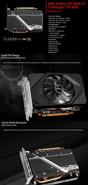 New Asrock Amd Radeon Rx 6600 Xt Challenger Itx 8gb Gddr6 128bit 