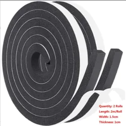 Foam Weatherproofing Door and Window Seal Tape - Windproof, Soundproof, Dustproof, Self - Adhesive Strip (Black 1.5cm - 2 Rolls)