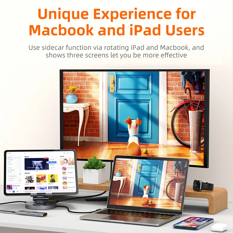 Suporte Rotativo 360 Hdmi 4k 60hz pd 100w Usb 5gbps sd tf Aux 3.5 mm Ipad Pro Tablet Cabletime-multi Usb c Hub C441 em 1 - Imagem 4