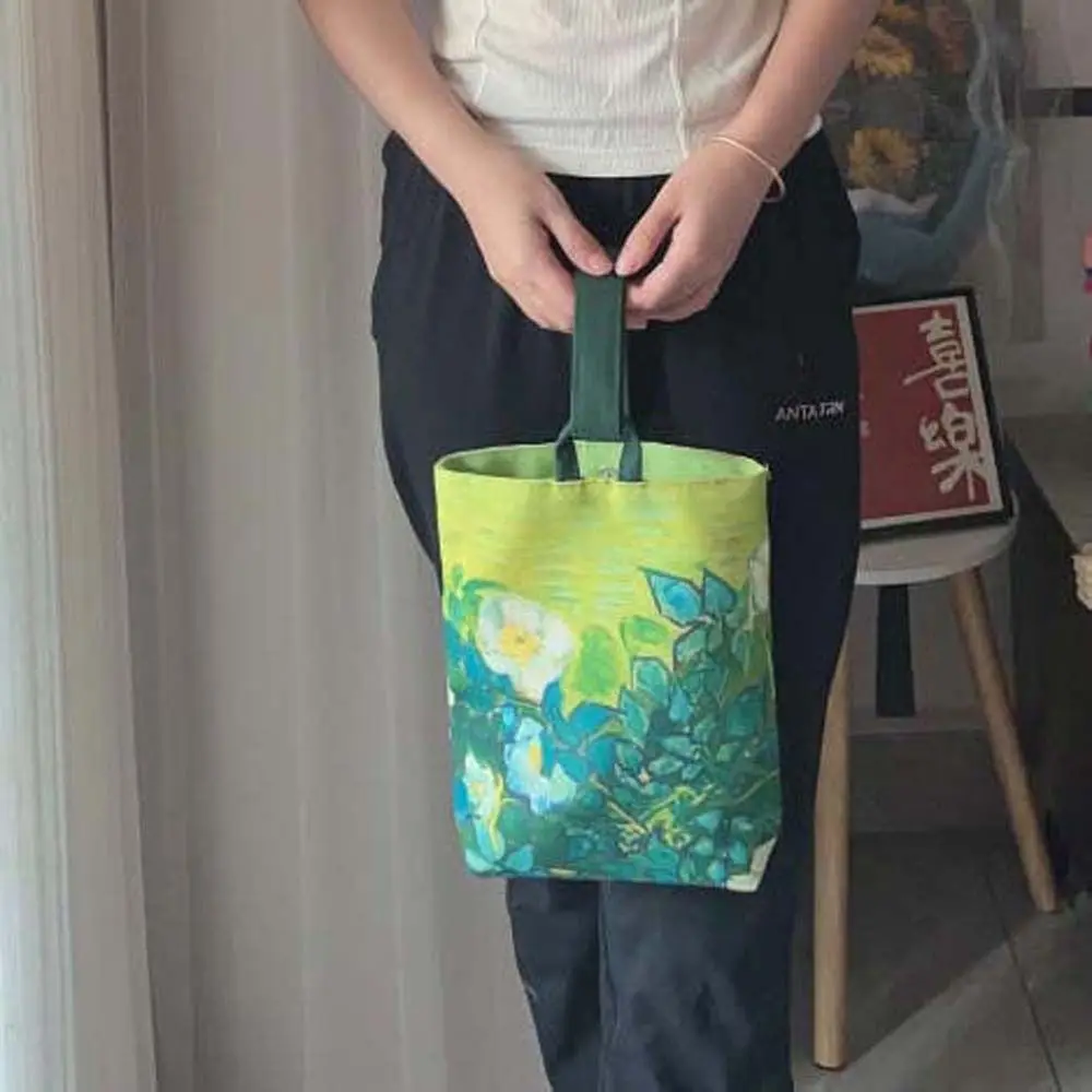

Горная Корейская Холщовая Сумка-мешок, вместительная сумка для мамы, сумка-тоут с цветочным принтом, сумка для хранения, сумка для ланча, Сумка с мультяшными животными