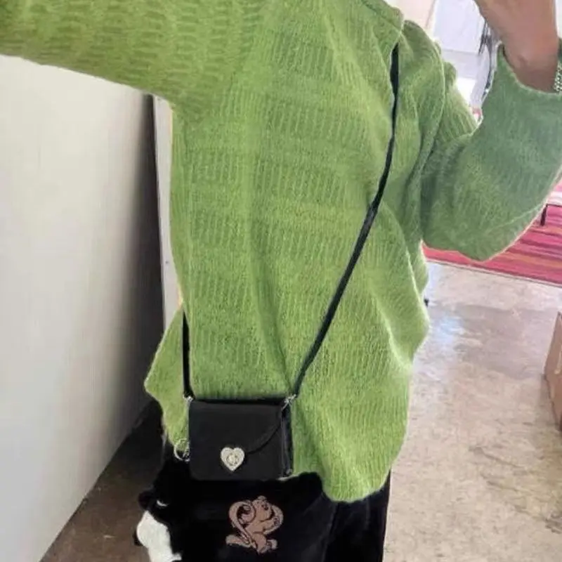 Korean Designer Heart Lock Pu Leather Small Bag Crossbody Bags Women Commute Shoulder Bag