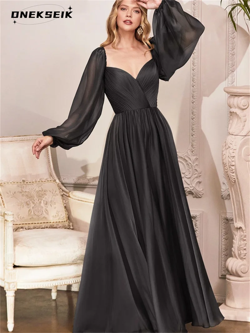 Vestido-largo-plisado-de-gasa-con-hombros-descubiertos-traje-de-noche ...