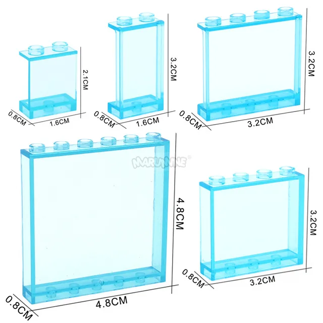 Marumine 1x2x3 Panel Glass Wall Window 20PCS Classic MOC Brick Parts City House Building Block Kit Accessories 74968 87544 2362 5