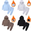1-13Year Kids Boy Girl Hoodie Sport Suit Winter Clothing Set Children Fleece Solid Long Sleeve Tracksuit Casual Baby Sportswear